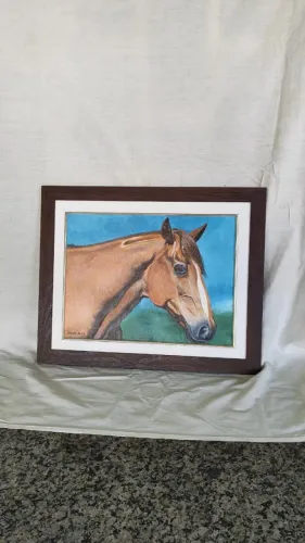 QUADRO CABEÇA DE CAVALO Acrílico sobre tela:  52 x 42 cm (incluindo a moldura)