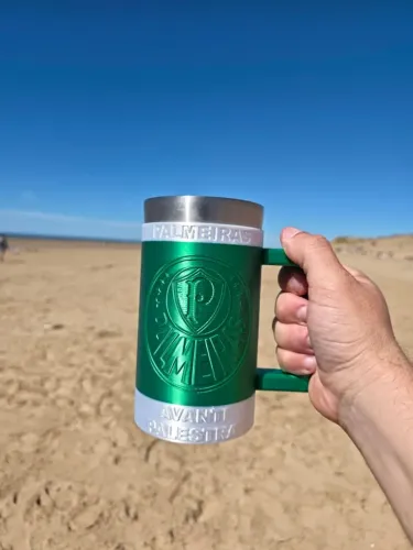 Porta copo personalizado - Palmeiras acompanha copo inox 500ml