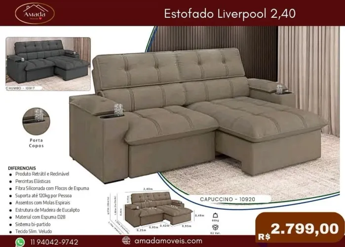 Estofado Liverpool 2,40 - à pronta entrega