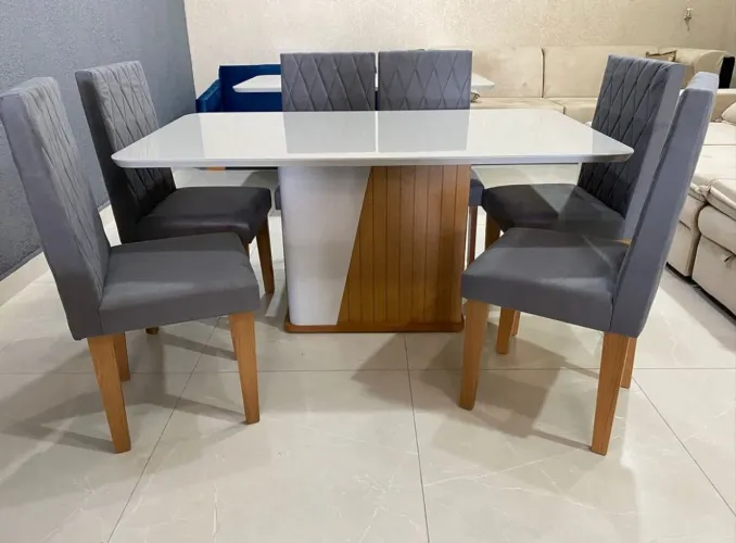 Mesa Harmonia off white+ 6 cadeiras + Frete grátis 