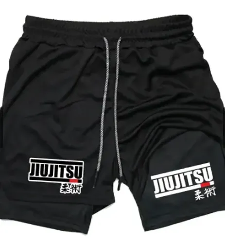 Short de Compressão Masculino Jiu-jitsu Luta Dry Fit 2 em 1