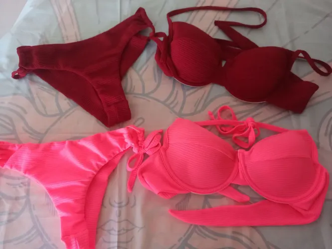 Kit 2 biquínis vermelho e rosa M