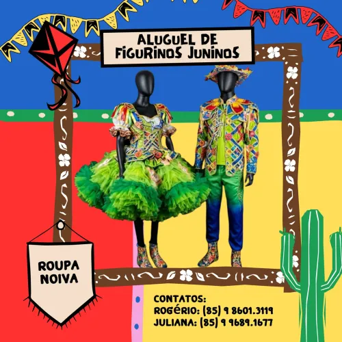 Aluguel de roupa de quadrilha infantil casal e vestido