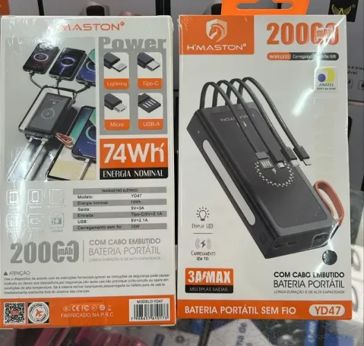 Power Bank 20.000mAh com Carregamento por Indução