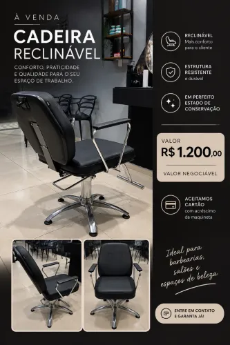 Cadeira para barbearia reclinável, hidráulica