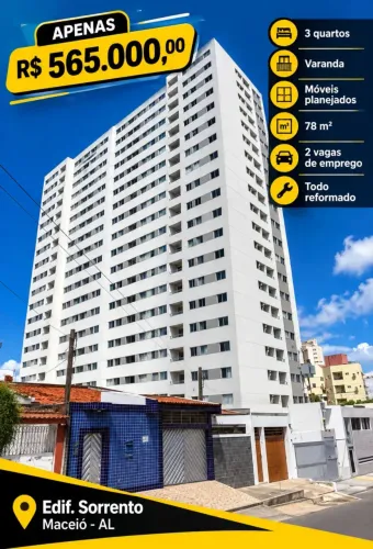 Vendo Excelente Apto com 3 quartos+ suíte de 78 M2 na Gruta de Lourdes