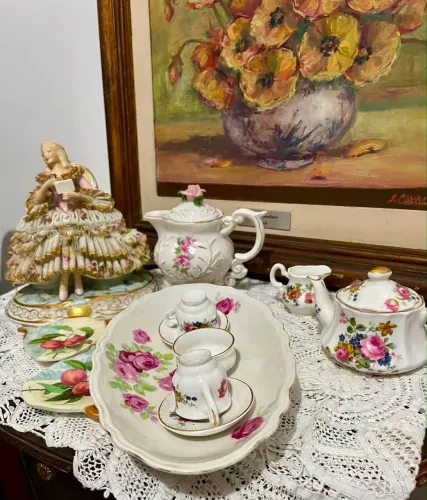 CONJUNTO MINIATURA CHÁ/CAFÉ ALEMÃO SELADO E NUMERADO VINTAGE