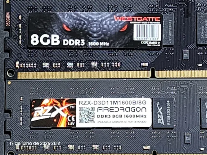 Kit 2 pentes de memória 16GB