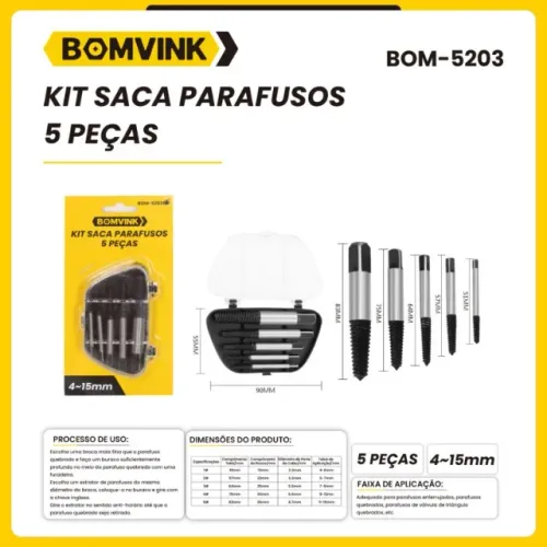 kit saca parafusos 5 pcs bomvink bom-5203
