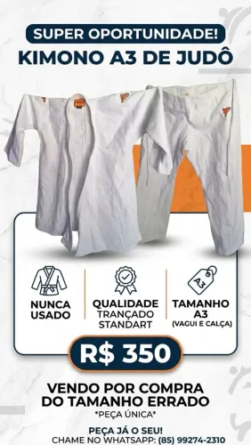 Kimono de Judô Trançado Combate (A3) - NOVO, Sem Uso!