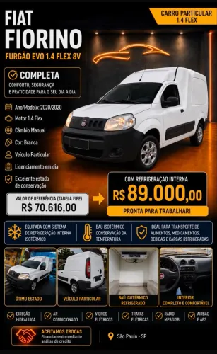Fiat Fiorino Furgão Work. Hard 1.4 Flex 8V 2P 2020
