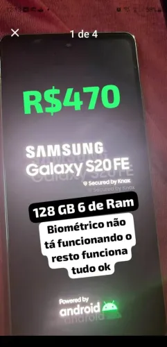 Samsung s20 128 GB 6 de Ram o biométrico não tá funcionando o resto funciona tudo ok