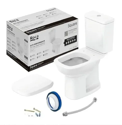 Kit Vaso Sanitário Celite Square + Caixa Acoplada + Acessórios de Fixação Branco