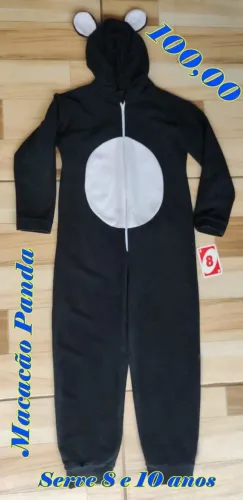 Macacão Panda Serve Tam 8 a 10 anos