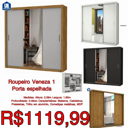 PROMOÇÃO ROUPEIRO VENEZA 1 PORTAS ESPELHADA