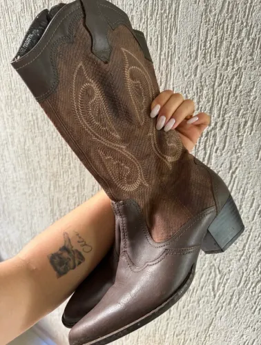 bota texana via marte couro marrom 34