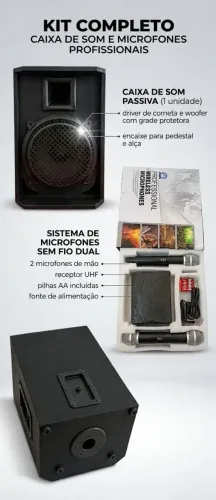 Kit de microfone + caixa passivo
