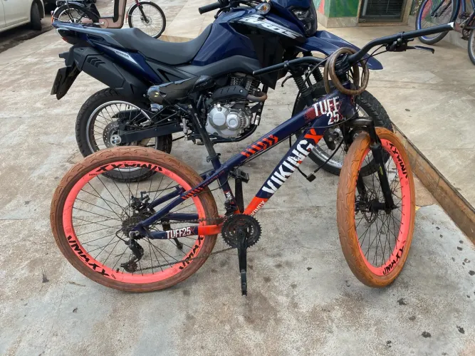 Bike VikingX laranja e roxo pneu balão