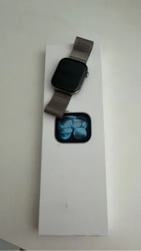 Apple Watch Series 11 GPS + Cellular, 46mm Space Gray Aluminum Case with Natural Milanese