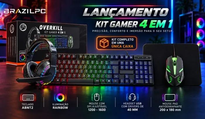 ? KIT GAMER OVERKILL 4 EM 1 ? NOVO COM GARANTIA!