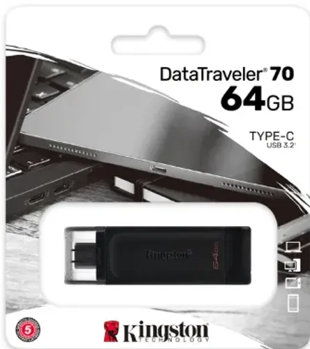 Pen drive DT70/64GB - de 64GB padrão USB-C