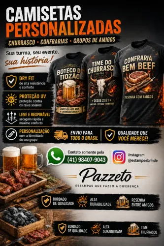 Camisetas para Churrascos, Confrarias e Grupos de Amigos