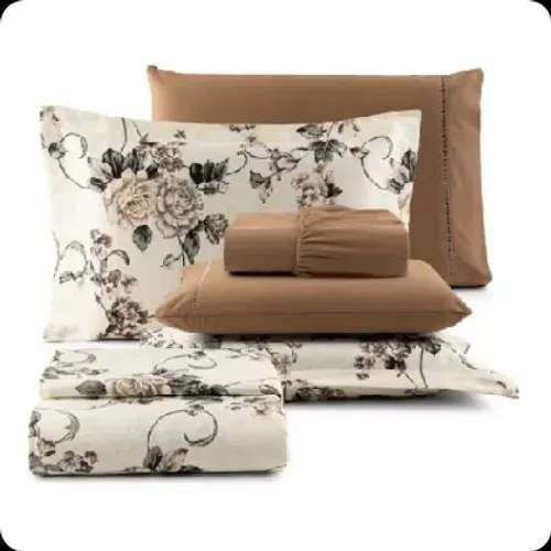 Kit Cobre Leito Casal Queen 6 Peças 100% Algodão 