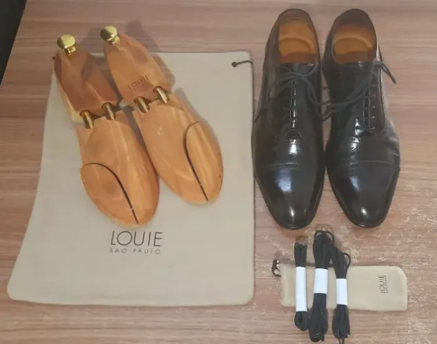 Sapato social preto Oxford couro legítimo LOUIE