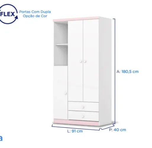 Guarda Roupa Infantil novo na caixa rosa ou branco faz entrega todas as cidades