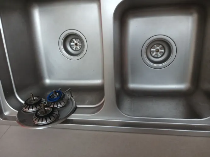 Cuba inox dupla com Lixeira e torneira 