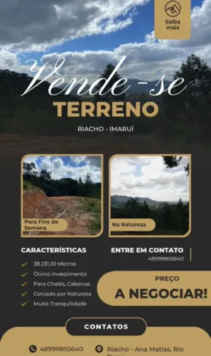 TERRENO À VENDA 38.231,20 m² Riacho - Imaruí