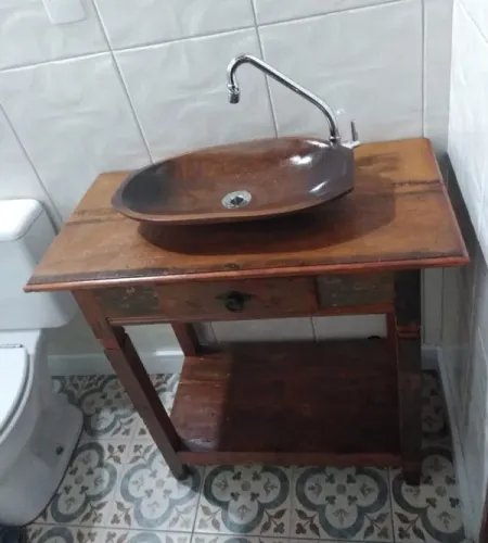 Lavabo Peroba Rosa Com 01 Gaveta