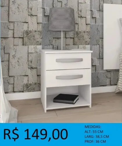 Mesa de cabeceira com duas gavetas - compre hoje e receba amanhã 