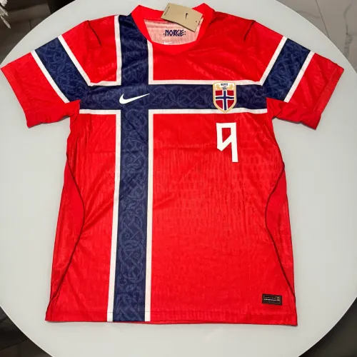 Camisa Noruega Halland 9 Copa do Mundo FIFA 2026 Modelo Jogador