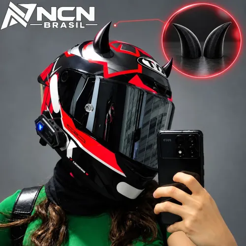 Kit Par de Chifres Malvadão Acessório para capacete