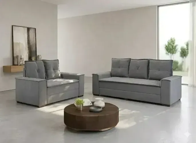 Sofá 2 e 3 lugares Barcelona Cinza