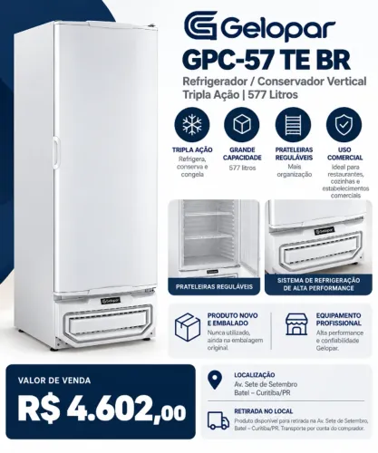 Freezer Refrigerador Vertical Gelopar 577L Tripla Ação NOVO
