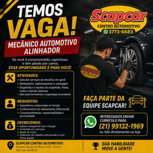 VAGA PARA MECÂNICO AUTOMOTIVO ALINHADOR