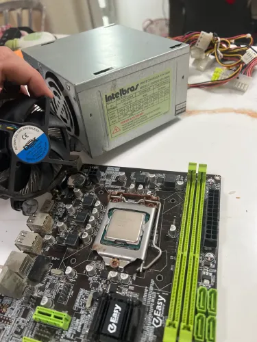 Kit placa mãe cooler e processador