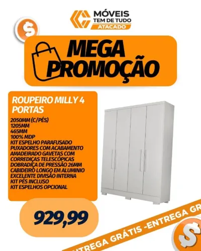 SUPER OFERTA ROUPEIRO MLLY 4 PORTAS