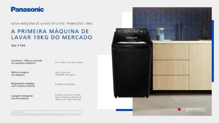 Maquina de Lavar 19kg Panasonic Intuitive+ 127V - ENTREGA GRATIS EM BH