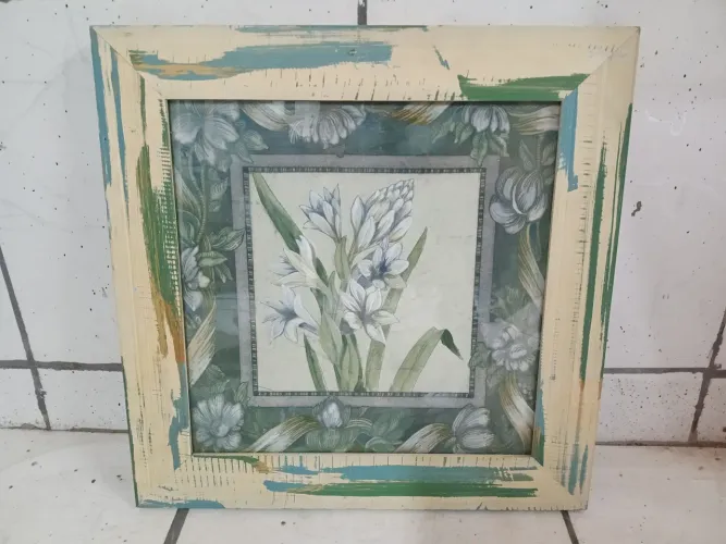 Quadro Gravura com Moldura de Madeira e Vidro 