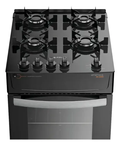 Fogão Atlas 4 bocas Bivolt - preto Atenas Glass - Com nota fiscal