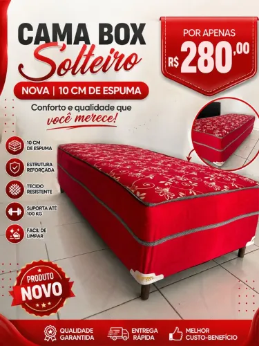 Cama box solteiro nova 10 cm de espuma valor 280