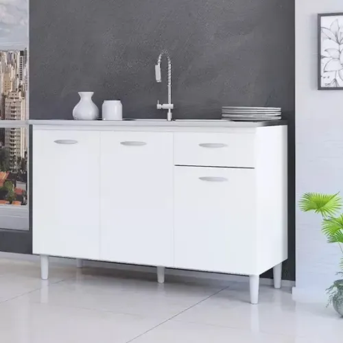 Balcão para Pia 3Pts 1Gv Branco Poquema - Entrega Rápida! 