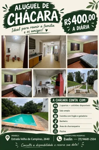? ALUGA-SE CHÁCARA POR APENAS R$ 400,00 A DIÁRIA! ?