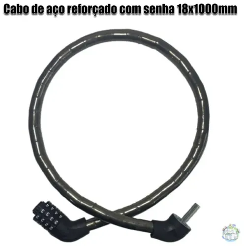 Cabo de aço reforçado tranca com senha moto bicicleta 18x1000mm