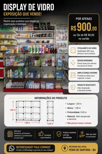 Balcao Display de Vidro