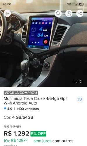 Oportunidade leia o anuncio,vendo multimidia nova ainda na garantia GM Cruze.2008 à 2015.