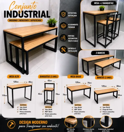 Conjunto de mesa para área gourmet 